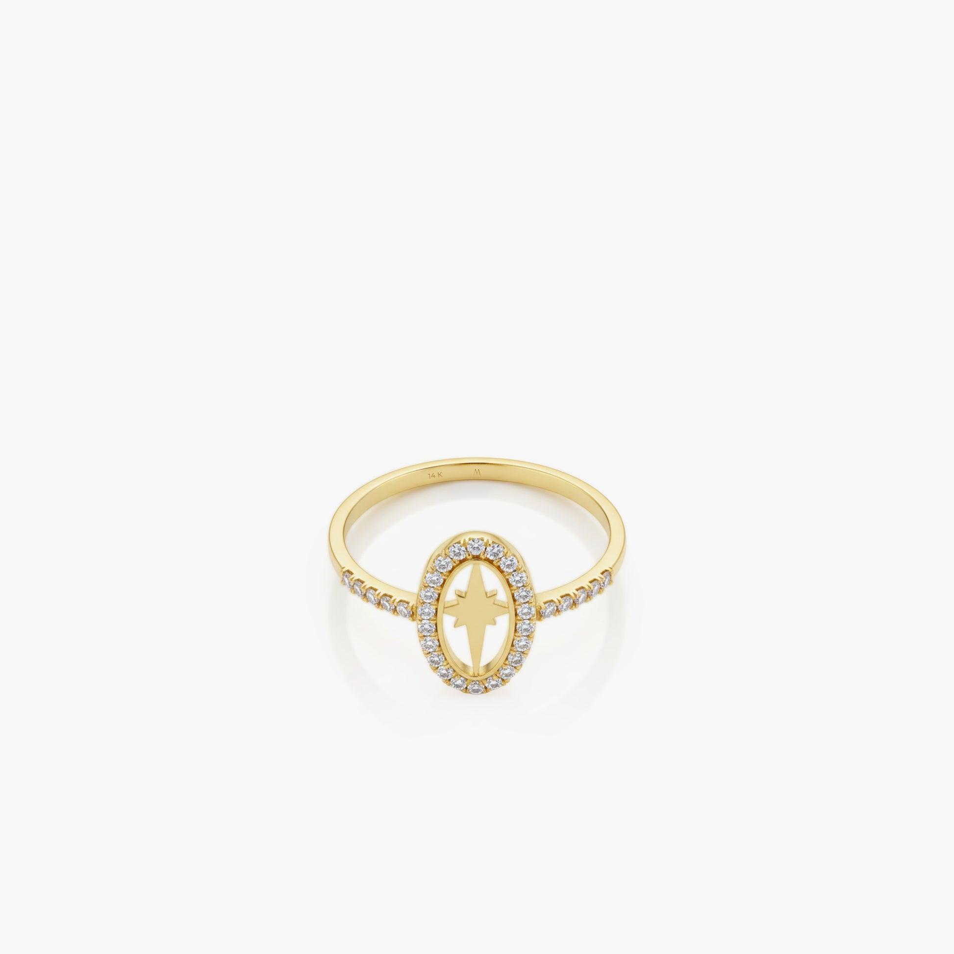 Oval Star Ring | 14K Solid Gold