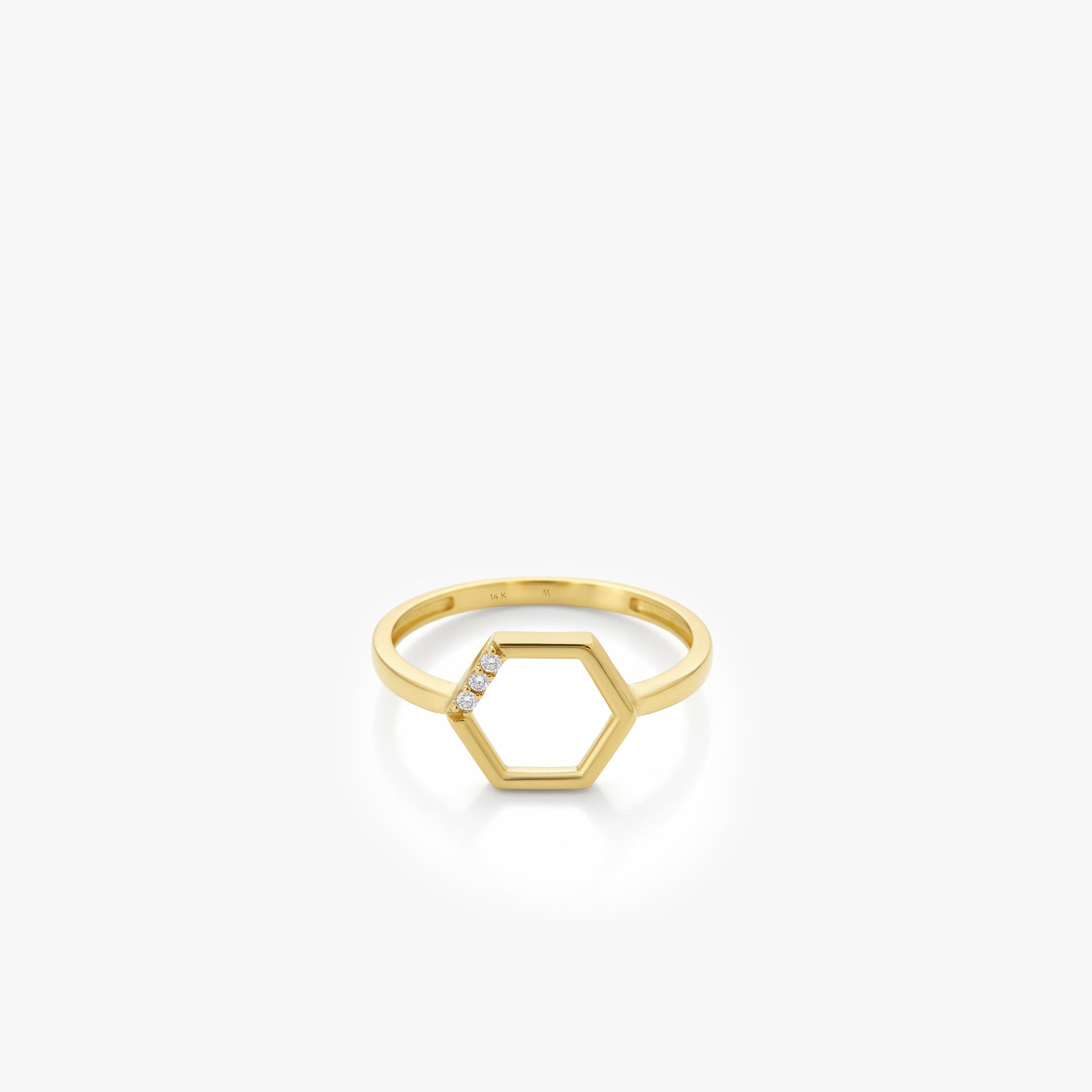 Hexagon Ring | 14K Solid Gold