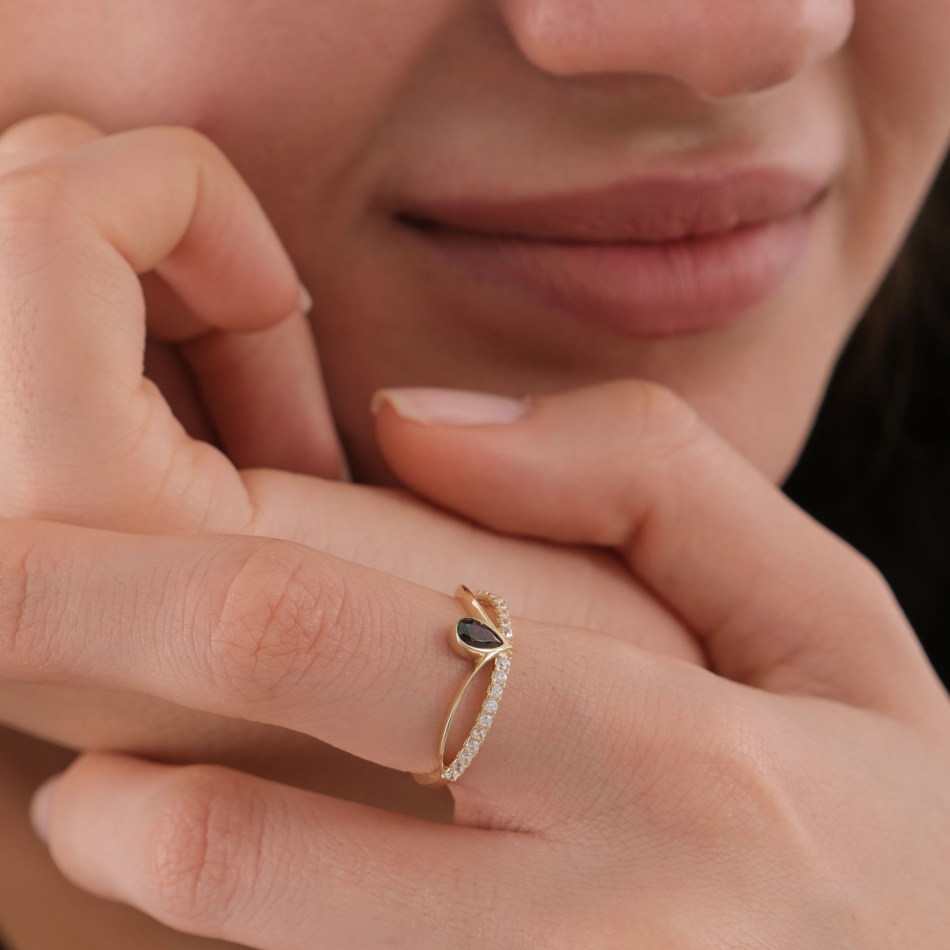 Pear Shape Ring | 14K Solid Gold