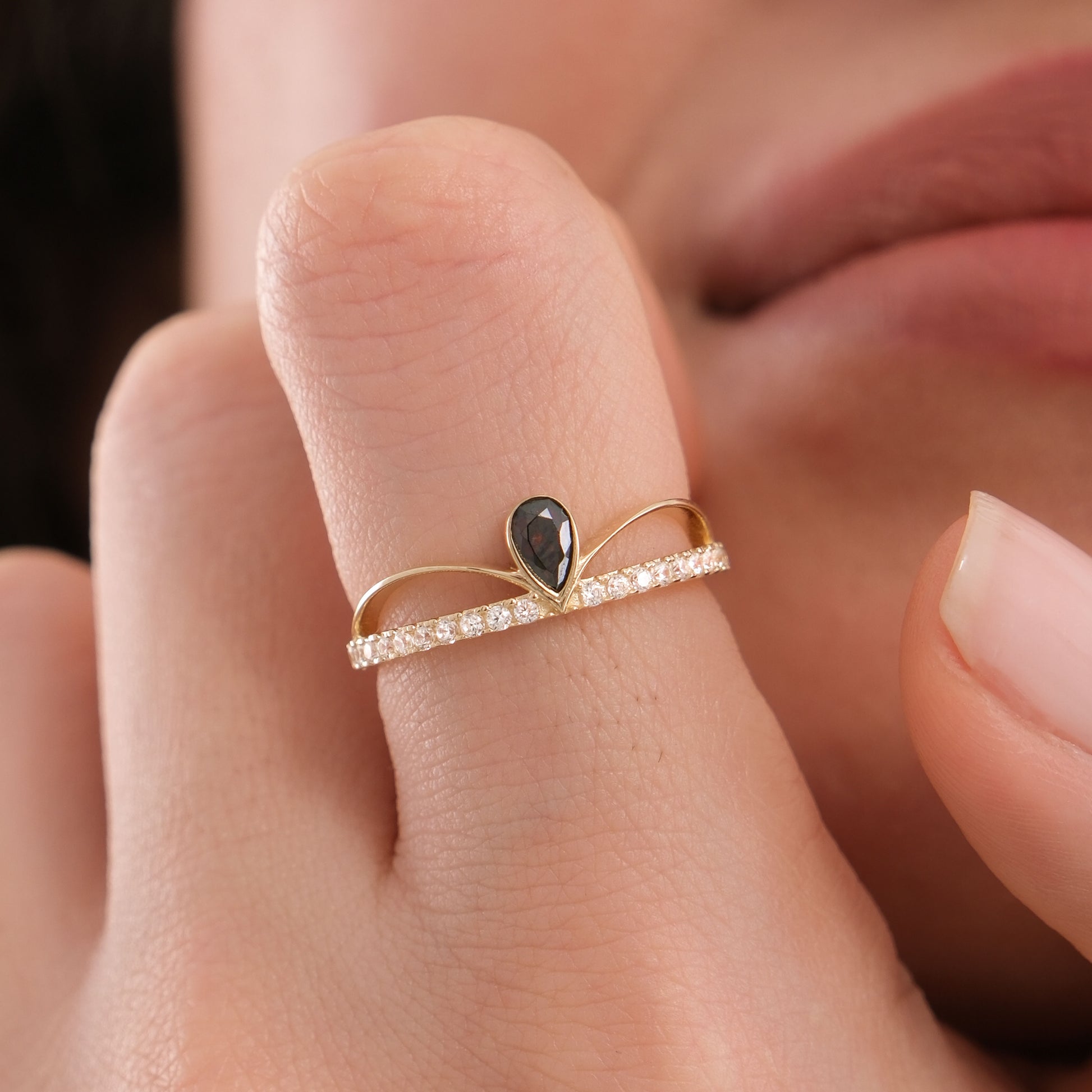 Pear Shape Ring | 14K Solid Gold