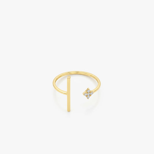 Adjustable Bar Ring | 14K Solid Gold