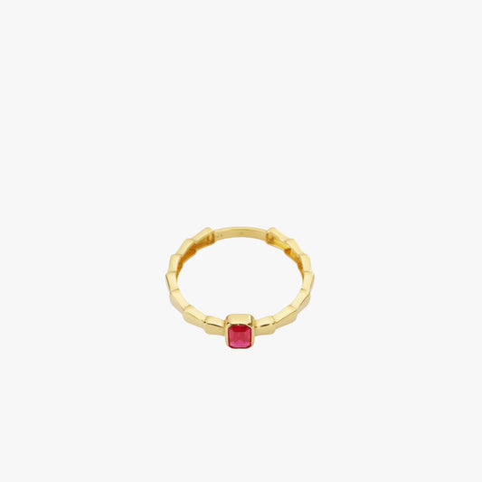Red Stone Ring | 14K Solid Gold