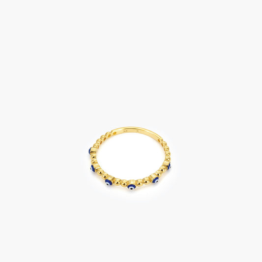 Beaded Evil Eye Ring | 14K Solid Gold