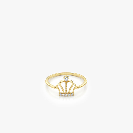 Beaded Band Crown Ring | 14K Solid Gold