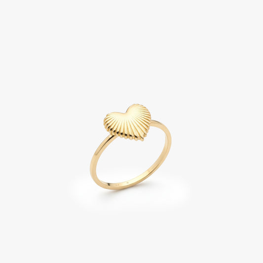 Fluted Sunburst Heart Ring | 14K Solid Gold