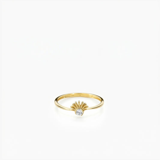Sunburst Heart Ring | 14K Solid Gold