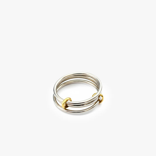 Two Tone Link Connected Ring | 14K Solid Gold