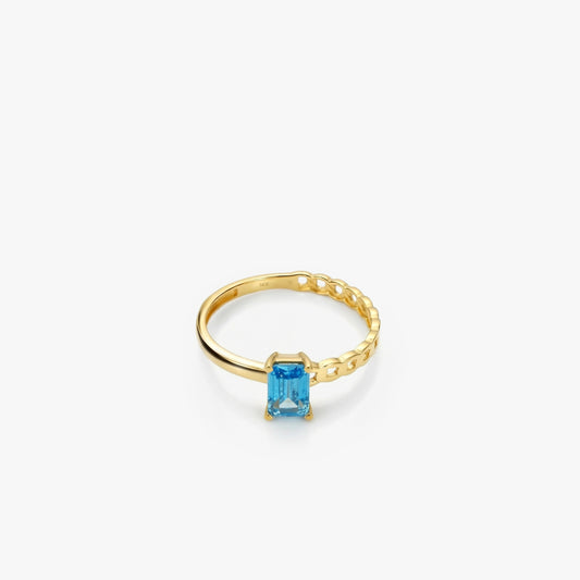 Blue Stone Ring | 14K Solid Gold