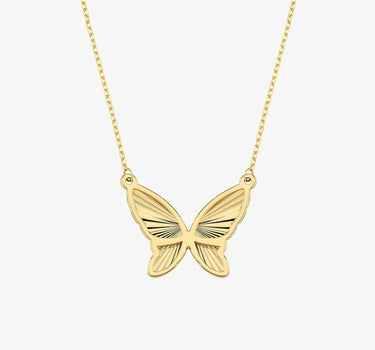 Butterfly Necklace | 14K Solid Gold - Mionza Jewelry-14K Gold Butterfly, butterfly charm, butterfly charms, butterfly choker, butterfly lover gift, butterfly necklace, butterfly necklace gold, butterfly pendant, dainty necklace, gift for her, gold butterfly, gold butterfly jewelry, gold butterfly necklace, gold charm necklace