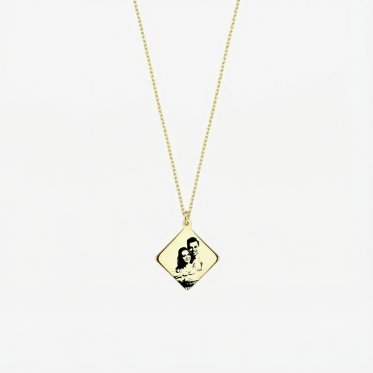 Custom Portrait Necklace | 14K Solid Gold