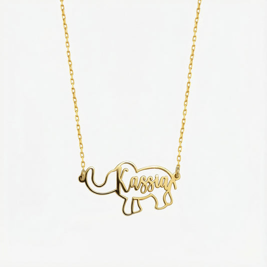 Personalized Elephant Necklace | 14K Solid Gold
