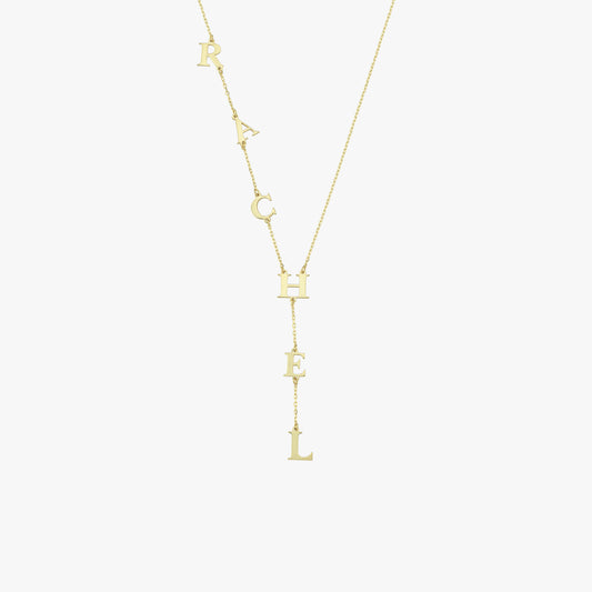 Personalized Lariat Y Necklace | 14K Solid Gold
