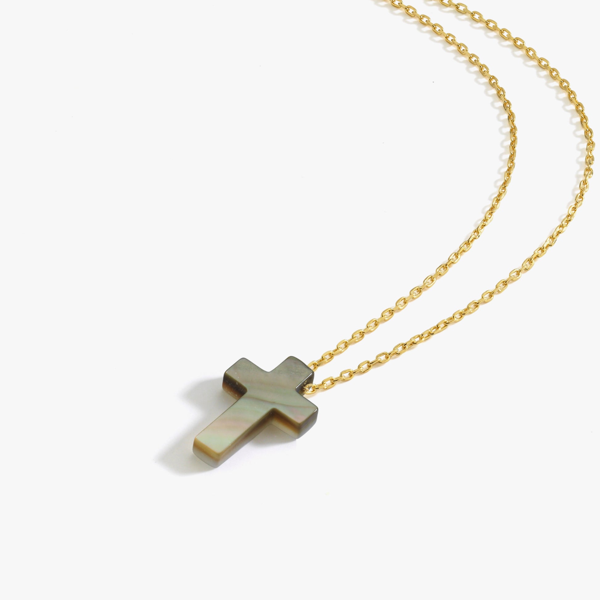 Gradient Opal Cross Necklace | 14K Solid Gold