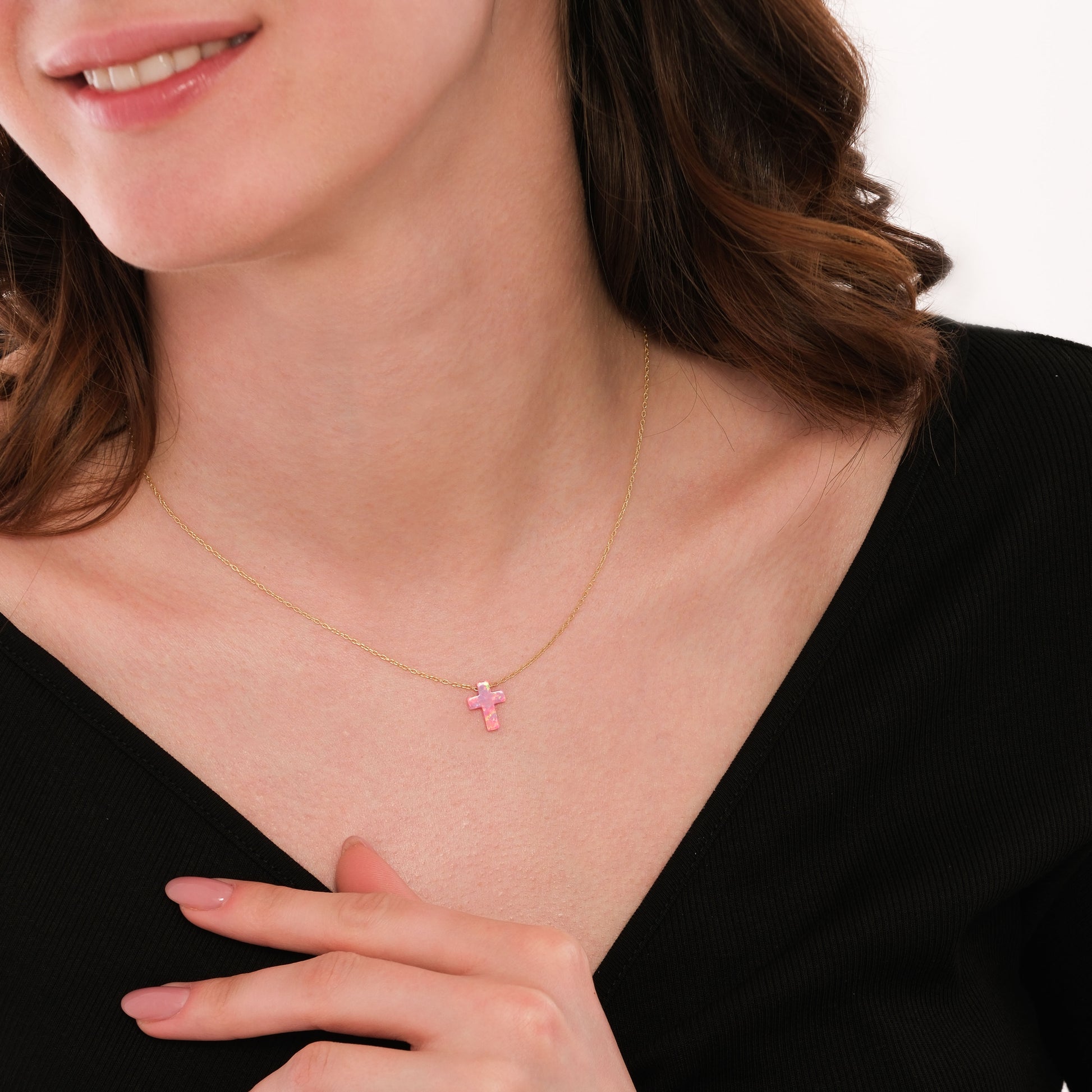 Pink Opal Necklace | 14K Solid Gold