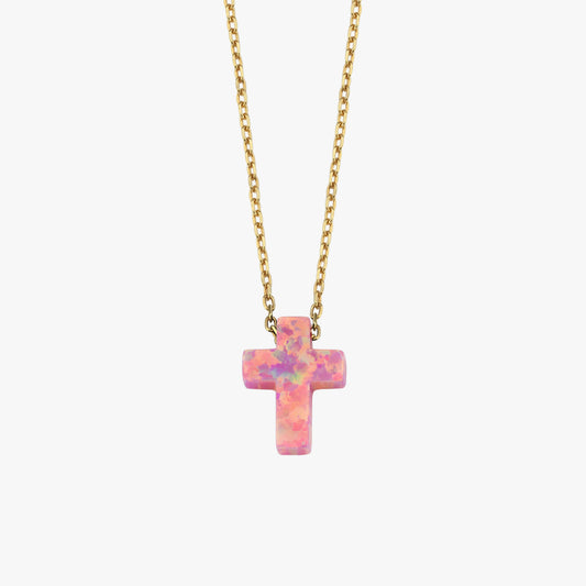 Pink Opal Necklace | 14K Solid Gold