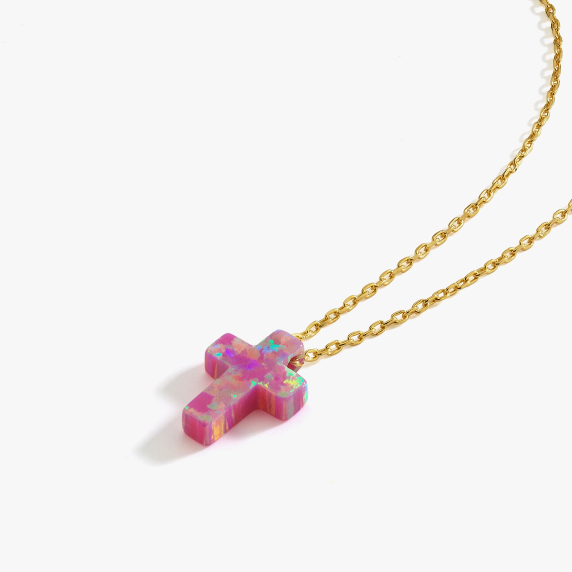 Pink Opal Necklace | 14K Solid Gold