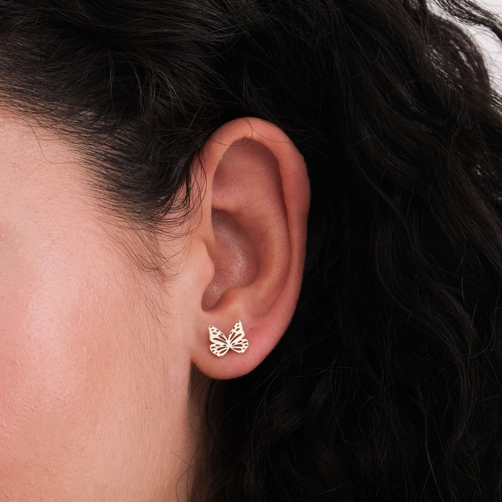 Butterfly Stud Earrings | 14K Solid Gold