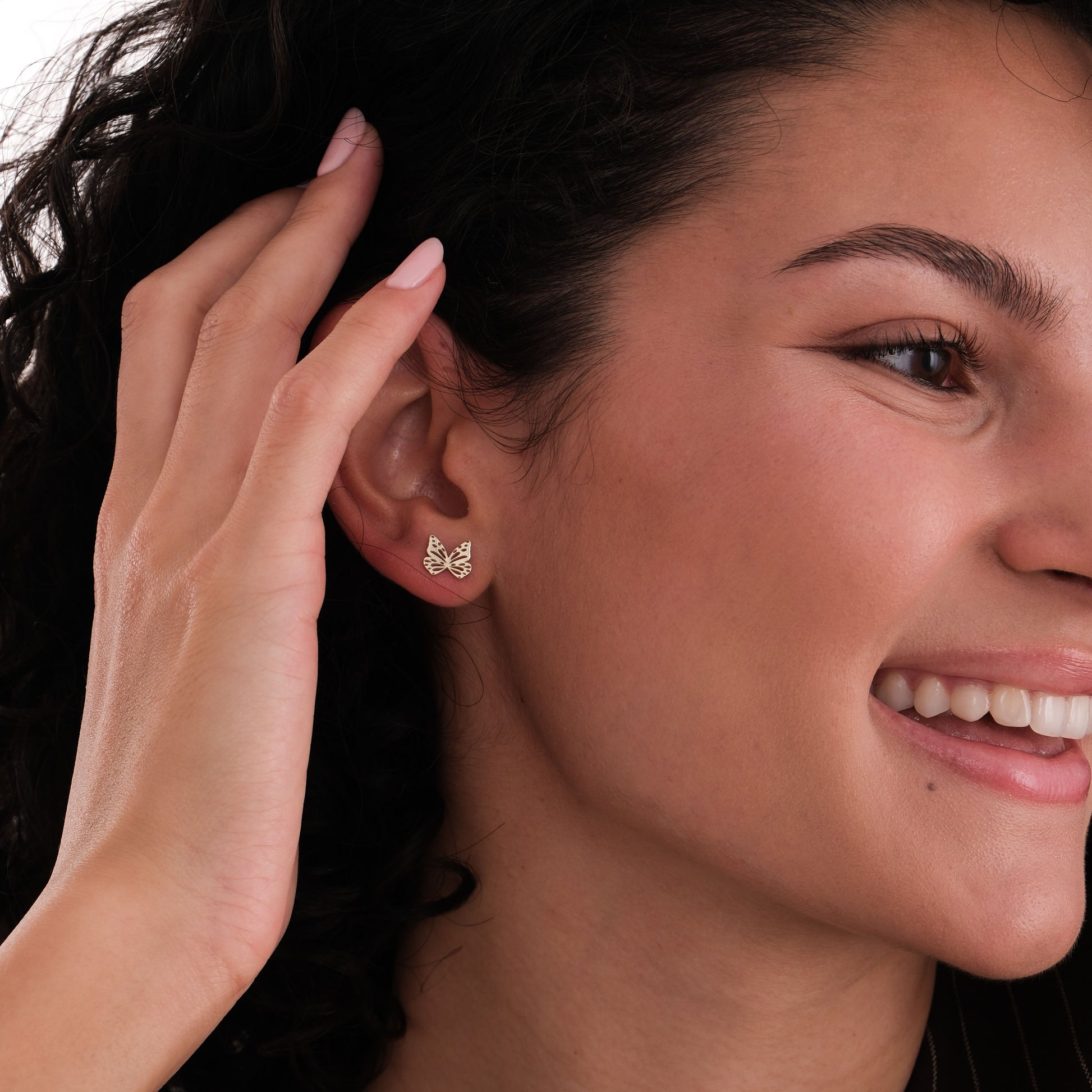 Butterfly Stud Earrings | 14K Solid Gold