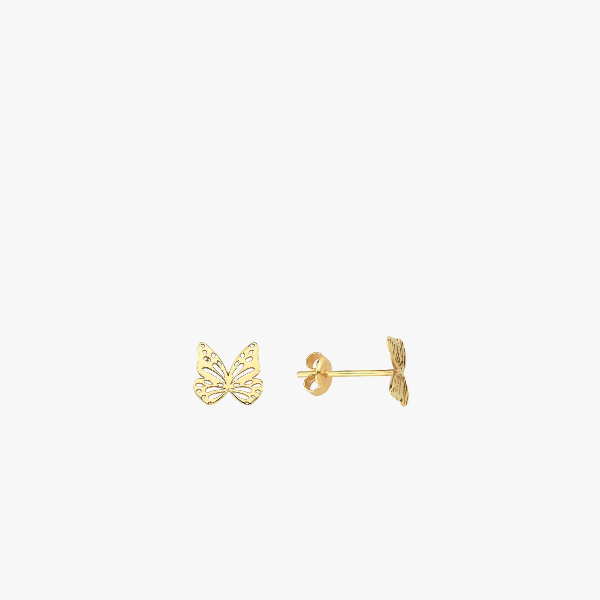 Butterfly Stud Earrings | 14K Solid Gold