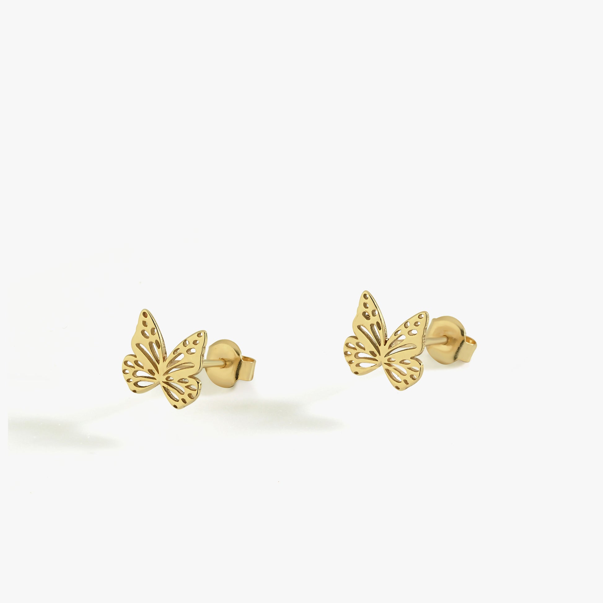 Butterfly Stud Earrings | 14K Solid Gold