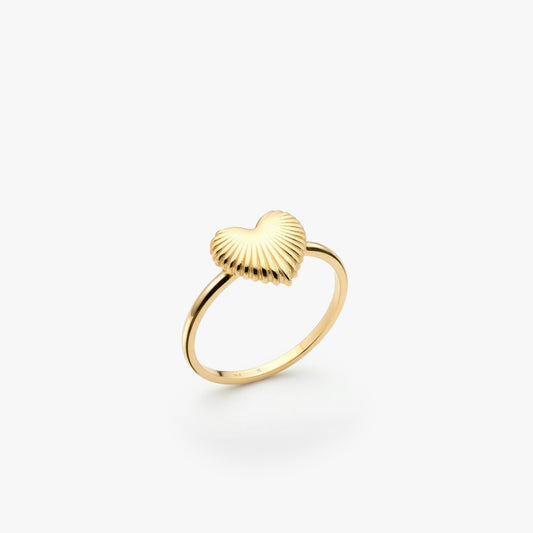 Fluted Sunburst Heart Ring | 14K Solid Gold