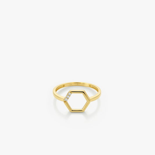 Hexagon Ring | 14K Solid Gold