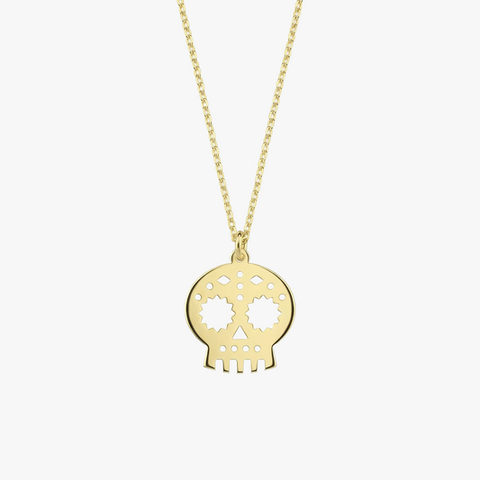 Mexican Skull Necklace | 14K Solid Gold