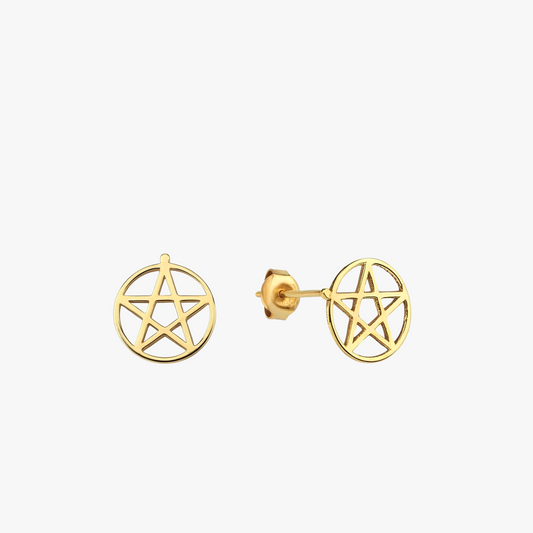 Pentagram Earrings | 14K Solid Gold