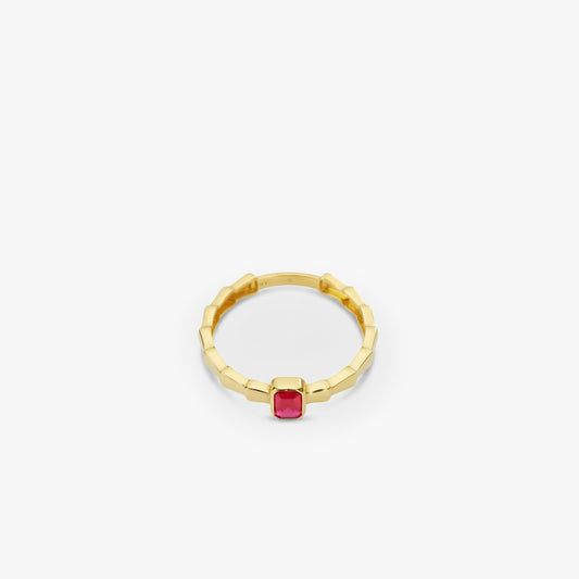 Red Stone Ring | 14K Solid Gold