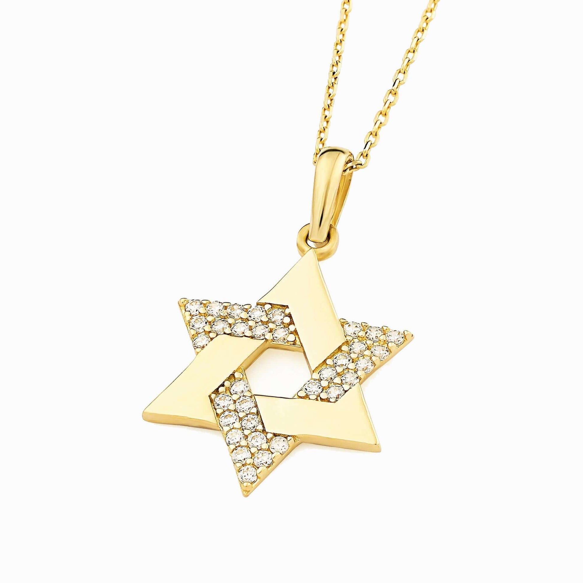 Star of David Necklace | 14K Solid Gold - Mionza Jewelry-David Star Necklace, First Communion, gift for her, Jewish Gift, Jewish Star, Judaica Jewelry, Kabbalah Religious, Religious Pendant, Solid Gold Necklace, Star David Charm, Star David Pendant, Star of David, Tiny David of Star