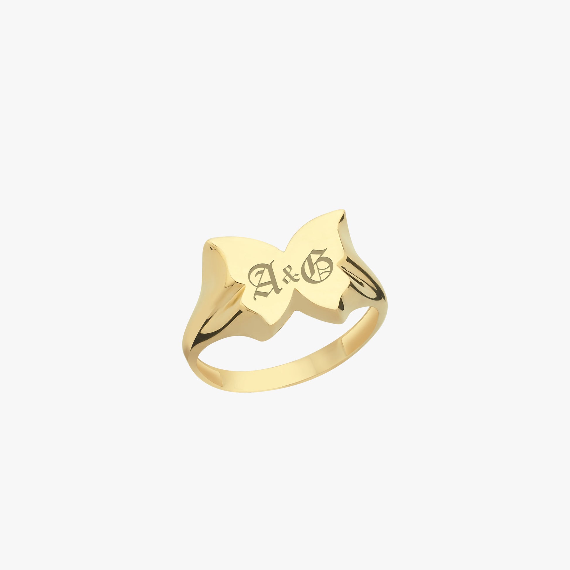 Butterfly Letter Ring | 14K Solid Gold