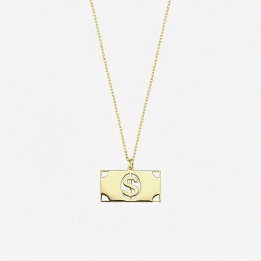 Dollar Sign Necklace | 14K Solid Gold