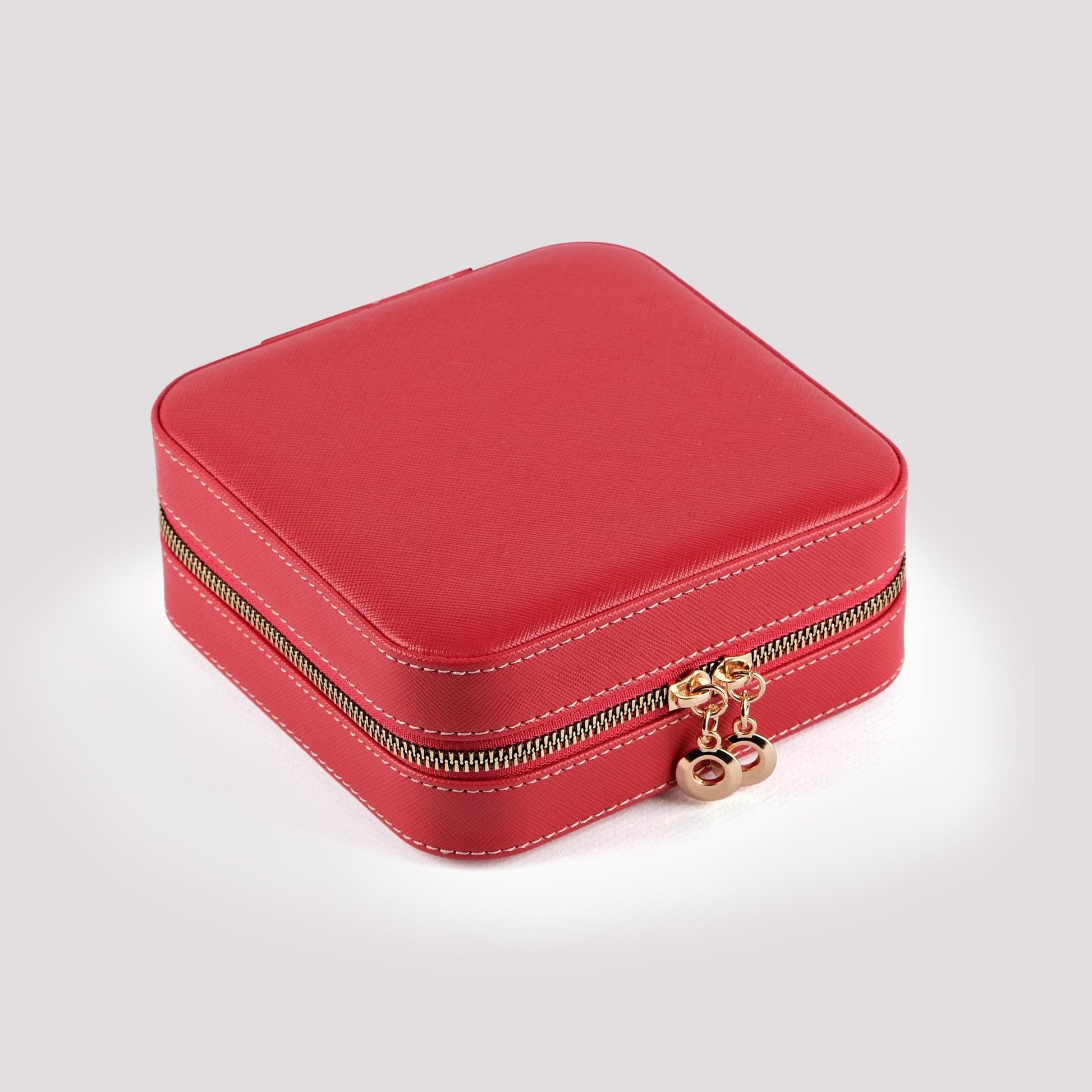 MIONZA Travel Jewelry Box, Jewelry Organizer, Travel Jewelry Case, Red Jewelry Box, Leather Jewelry Case, Gift for Mother, Mother's Day Gift