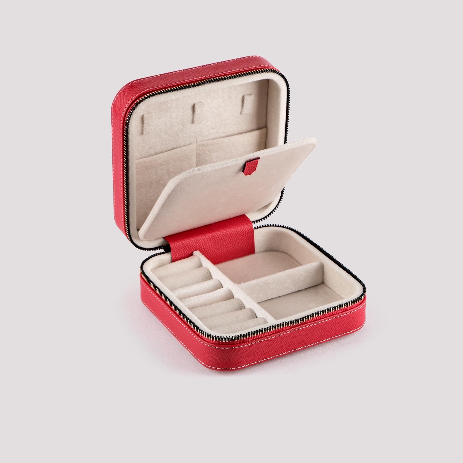 MIONZA Travel Jewelry Box, Jewelry Organizer, Travel Jewelry Case, Red Jewelry Box, Leather Jewelry Case, Gift for Mother, Mother's Day Gift