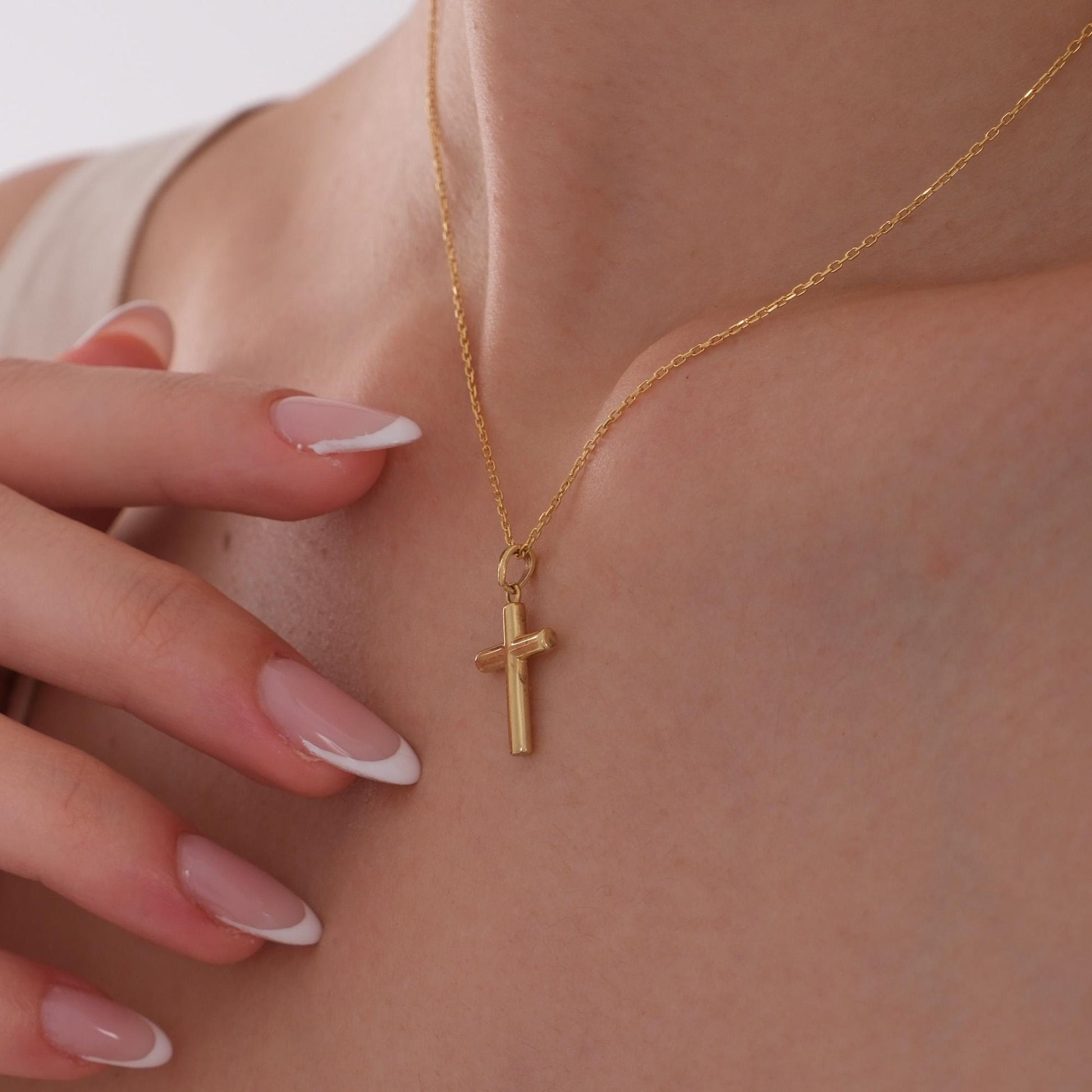14K Solid Gold Cross Necklace Women, Cross Pendant, Dainty Cross, Religious Cross Jewelry, Gift for Mother