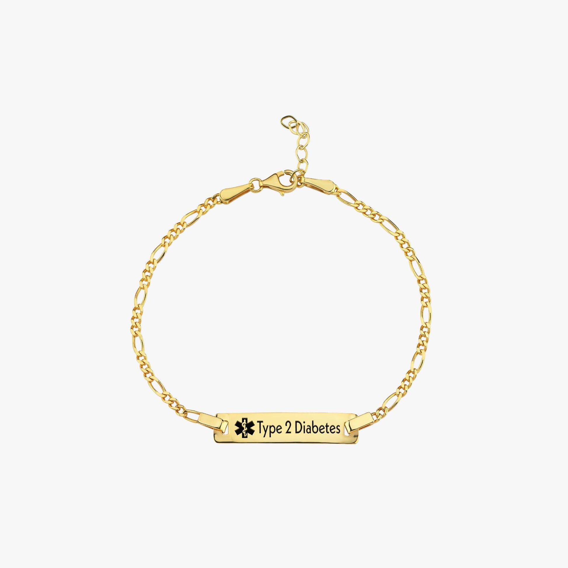 14K Solid Gold Medical Alert Bracelet Women, Personalized Medical ID Bracelet, Epilepsy, Allergy, Diabetic Bracelet, Kids Medical Bracelet