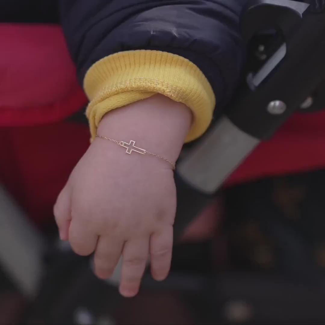 Gold Cross Bracelet for Baby | 14K Solid Gold