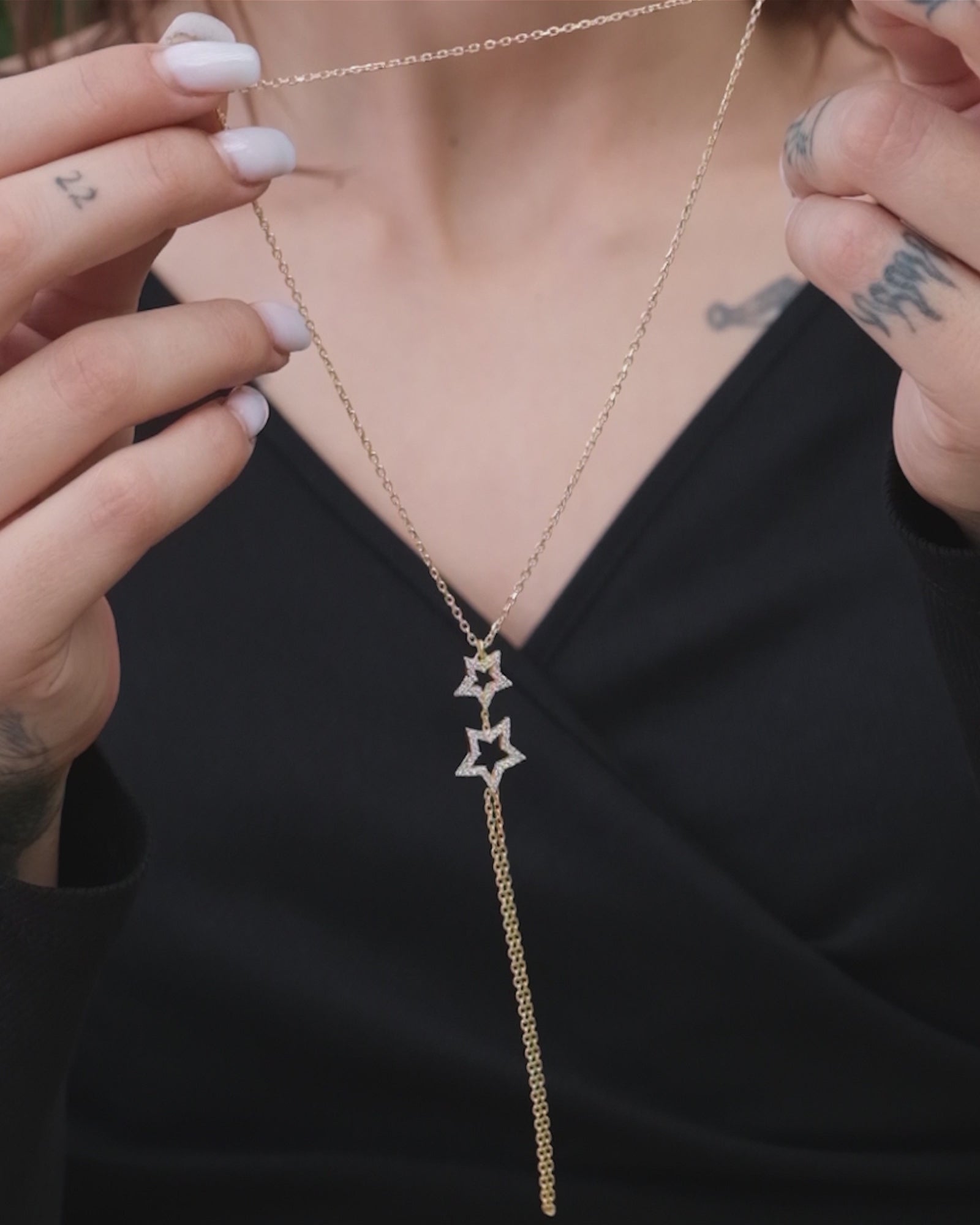 Hand Chain Bracelet with Stars | 18K Gold Vermeil