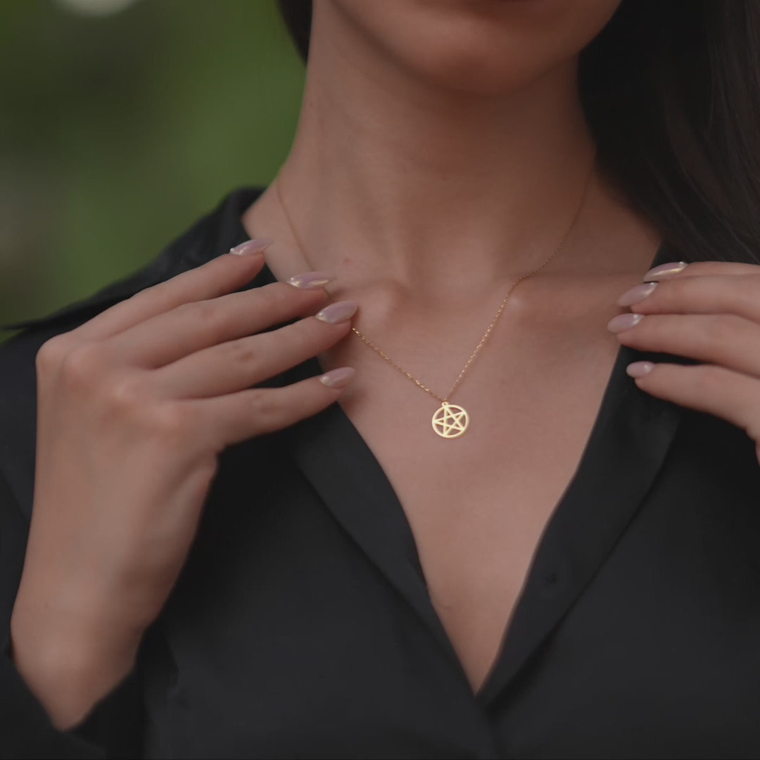 Pentagram Necklace | 14K Solid Gold