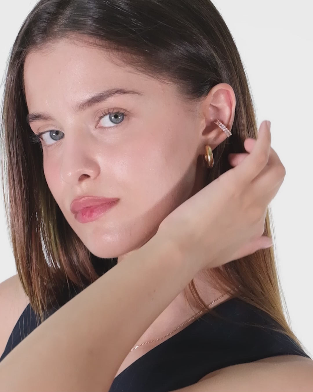 Cubic Zirconia Ear Cuff | 18K Gold Vermeil