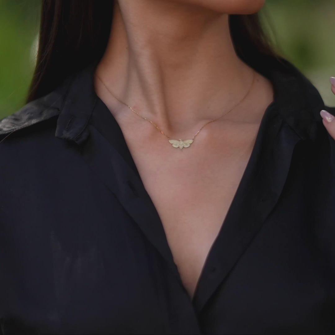 Moth Necklace | 14K Solid Gold