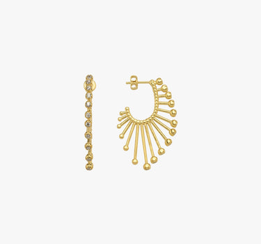 Sunburst Earrings | 14K Gold Vermeil - Mionza Jewelry-fan earrings, firework earrings, flower earrings, geometric earrings, gold stud earrings, gold sun earrings, half circle earrings, starburst earrings, Summer Jewelry, sun earrings women, sun jewelry, sun stud earrings, sunburst jewelry