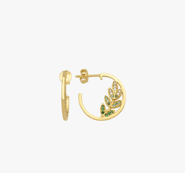 Olive Earrings | 14K Gold Vermeil - Mionza Jewelry-branch earrings, Gift for Mom, gold hoop earrings, gold leaf earrings, green earrings, hoop earrings women, leaf jewelry, leaf stud earrings, mothers day gift, olive branch jewelry, olive earrings, olive tree earrings, silver earrings leaf