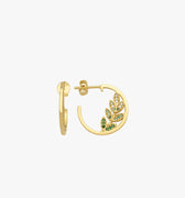 Olive Earrings | 14K Gold Vermeil - Mionza Jewelry-branch earrings, Gift for Mom, gold hoop earrings, gold leaf earrings, green earrings, hoop earrings women, leaf jewelry, leaf stud earrings, mothers day gift, olive branch jewelry, olive earrings, olive tree earrings, silver earrings leaf