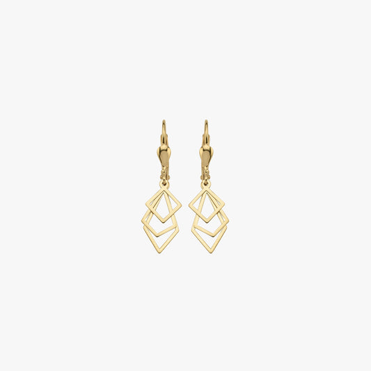 Geometric Earrings | 14K Solid Gold - Mionza Jewelry-14K Solid Gold, Dainty Gold Earrings, Dangle drop earrings, Dangle Earrings, Geometric Earrings, Gift for her, Gold Drop Earrings, gold leverback earring, Hoop Earrings, Huggie Hoop Earrings, Leverback Earrings, minimalist jewelry, Rectangle Earrings