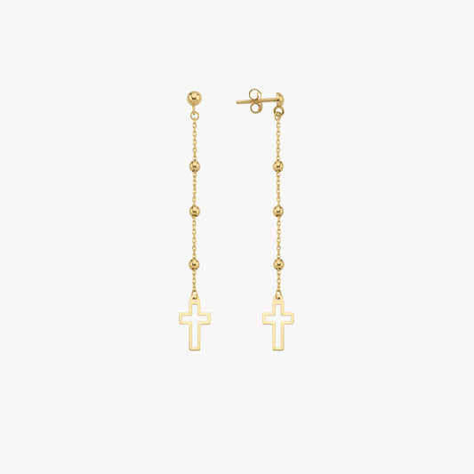 Dangle Cross Earrings | 14K Solid Gold - Mionza Jewelry-14K Solid Gold, 30th birthday gift, christian earrings, Christmas Gift, cross earrings women, cross jewelry, Cross Stud Earrings, Dangle Cross, dangle earrings, Gifts for Women, Hanging Cross, religious earrings, religious jewelry, Silver Cross Earring