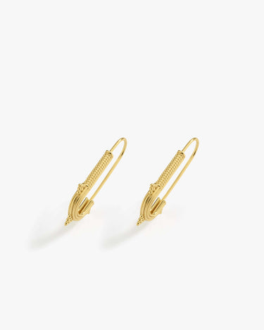 Safety Pin Earrings | 14K Gold Vermeil - Mionza Jewelry-14k gold safety pin, dangle earrings, geometric earrings, gift for her, Gift for Mom, gold safety pin, huggie hoop earrings, modern earrings, mothers day gift, safety pin, safety pin earring, safety pin earrings, safety pin jewelry