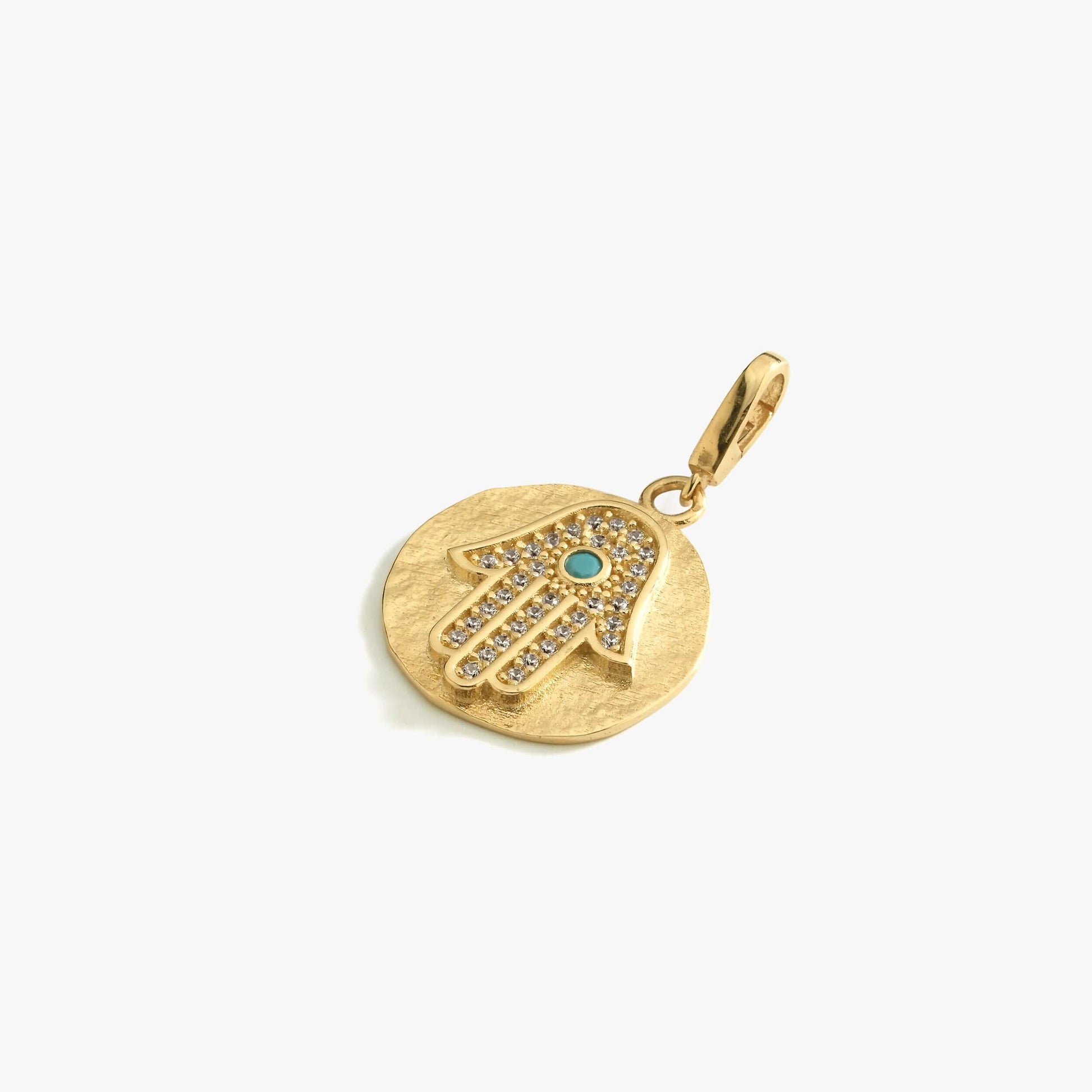 Gold Hamsa Necklace | 14K Solid Gold - Mionza Jewelry-charm bracelet, charm earrings, christmas gift, disc necklace, evil eye charm, gold charm bracelet, gold hamsa necklace, good luck charm, hamsa charm, hamsa hand, hamsa hand charm, hamsa hand necklace, hamsa necklace