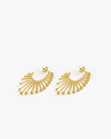 Sunburst Earrings | 14K Gold Vermeil - Mionza Jewelry-fan earrings, firework earrings, flower earrings, geometric earrings, gold stud earrings, gold sun earrings, half circle earrings, starburst earrings, Summer Jewelry, sun earrings women, sun jewelry, sun stud earrings, sunburst jewelry