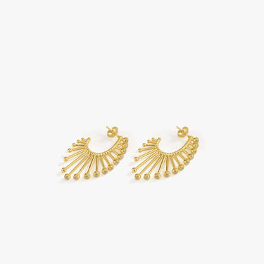 Sunburst Earrings | 14K Gold Vermeil - Mionza Jewelry-fan earrings, firework earrings, flower earrings, geometric earrings, gold stud earrings, gold sun earrings, half circle earrings, starburst earrings, Summer Jewelry, sun earrings women, sun jewelry, sun stud earrings, sunburst jewelry